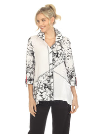 MOONLIGHT Button Front Wire Collar Pattern Block Top - 3857AB