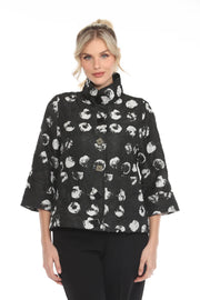 Moonlight Button Front High Collar Circular Pattern Jacket - 3918