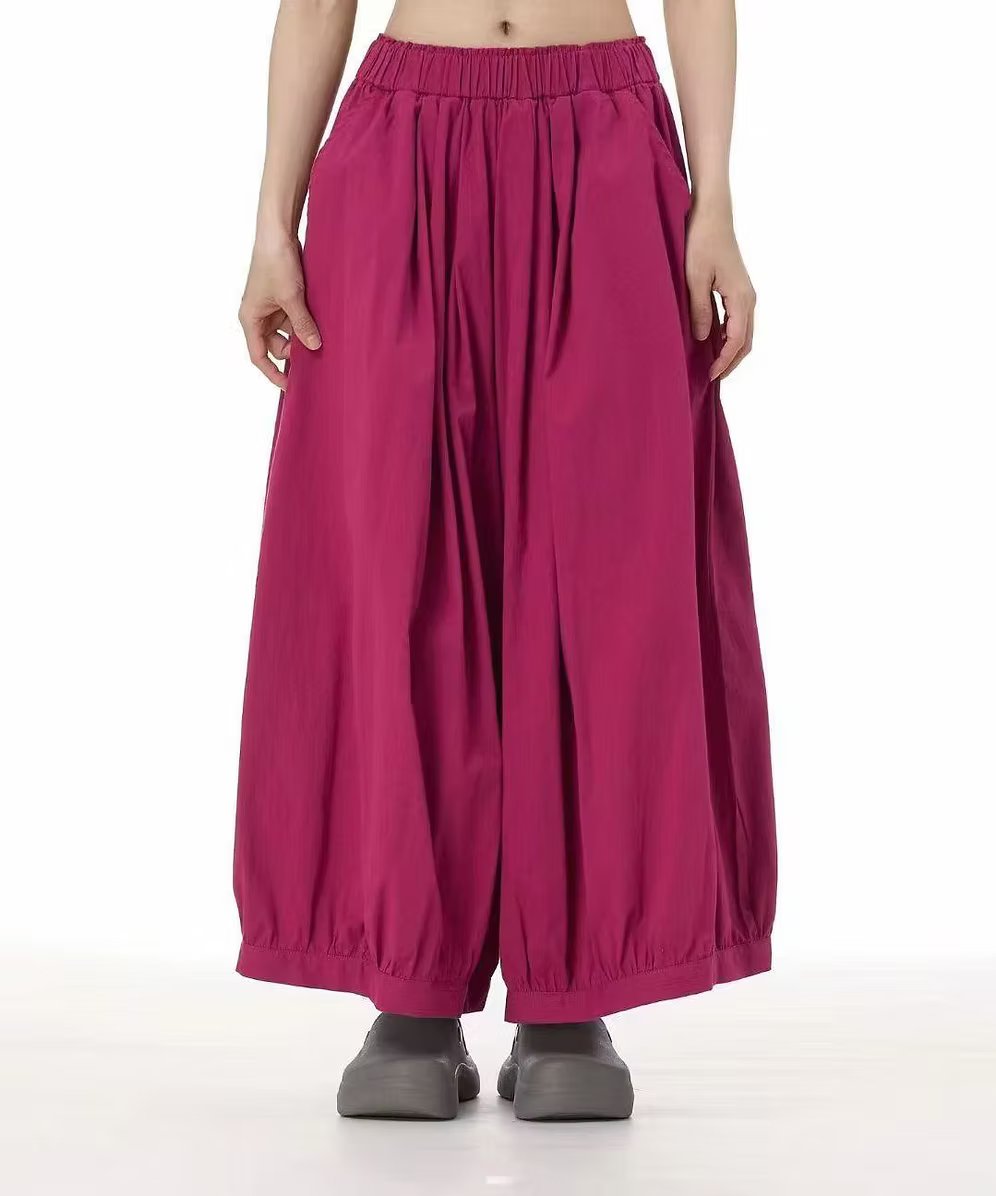 Vanite Couture Wide Leg Cotton Pants - 3925 - RASPBERRY