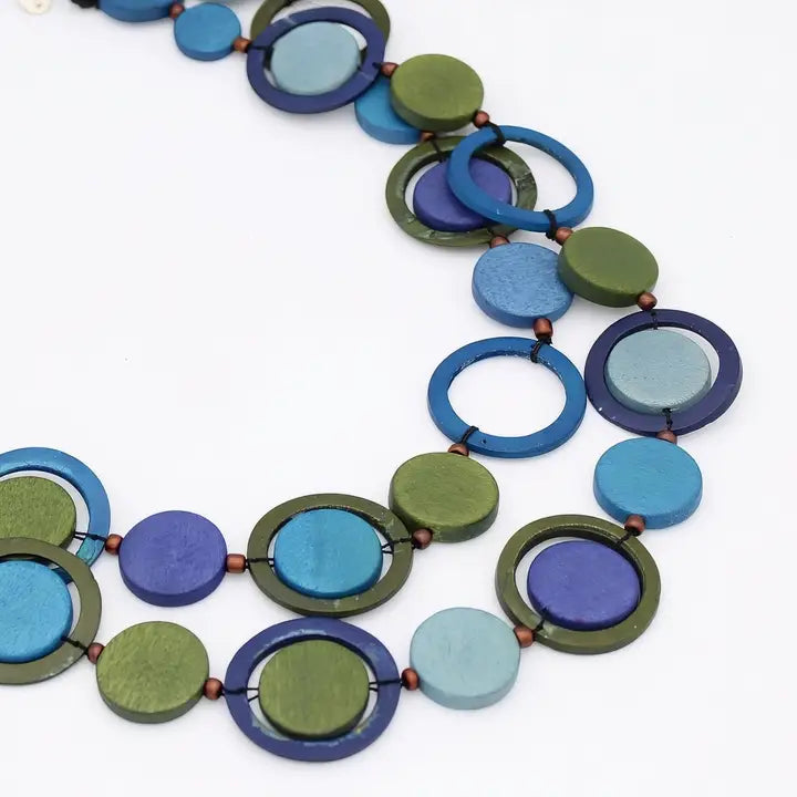 SYLCA Circle Cut Out Necklace - BP25N30 - BLUE