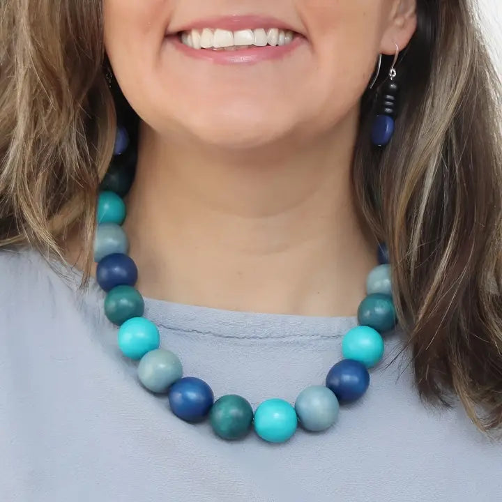SYLCA Shades of Blue Faye Beaded Choker - SD25N55 - BLUE