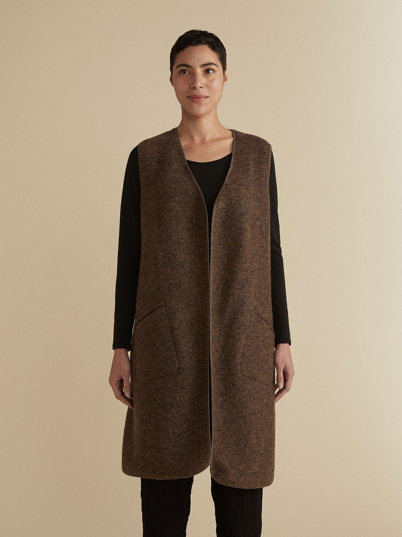 CUT LOOSE - Boiled Wool O/S Long Vest - 3985708
