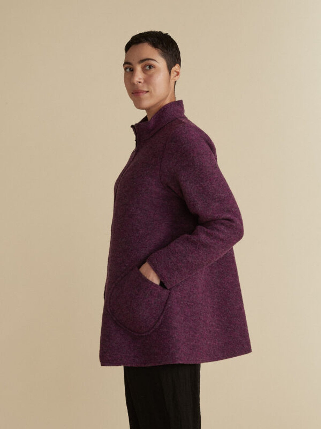 CUT LOOSE - Boiled Wool Zip Swing Jacket - 3988902