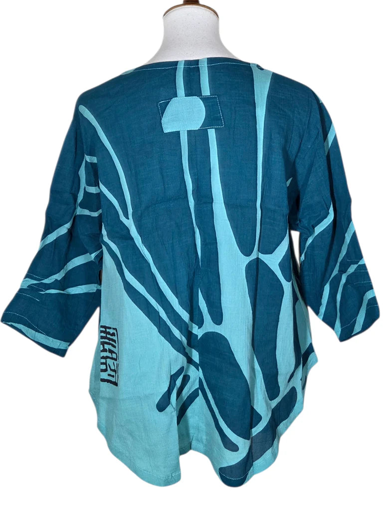 Yasuko Big Butterfly Essential Blouse - BB-176 - Aqua Blue