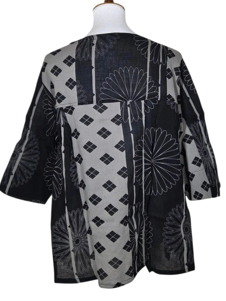 Yasuko Kiku Button Blouse - KI-203 - Grey