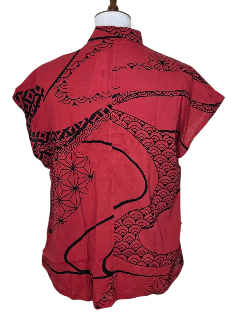 Yasuko Pintuck Blouse - KW-126 - Red