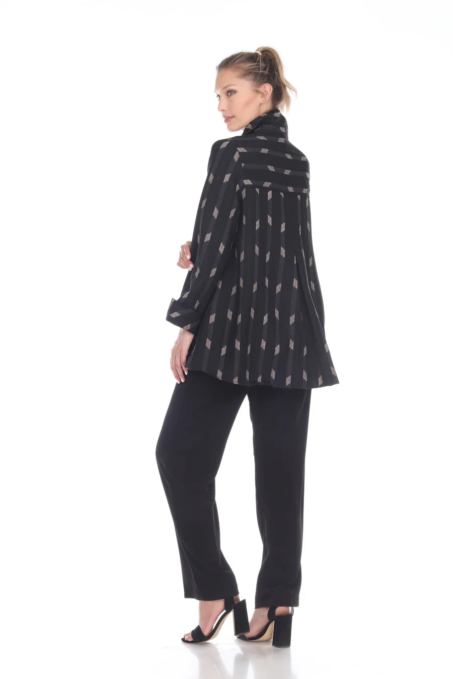 MOONLIGHT Button Front Black Diamond Blouse - 3149
