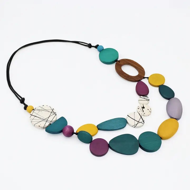 SYLCA Grove Wooden Statement Necklace - BP26N12 - CONFETTI