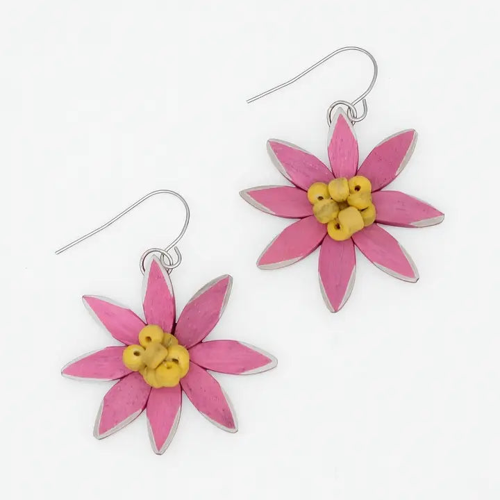 SYLCA Pink and Yellow Amaya Flower Earrings - P23E02 - PINK/YELLOW