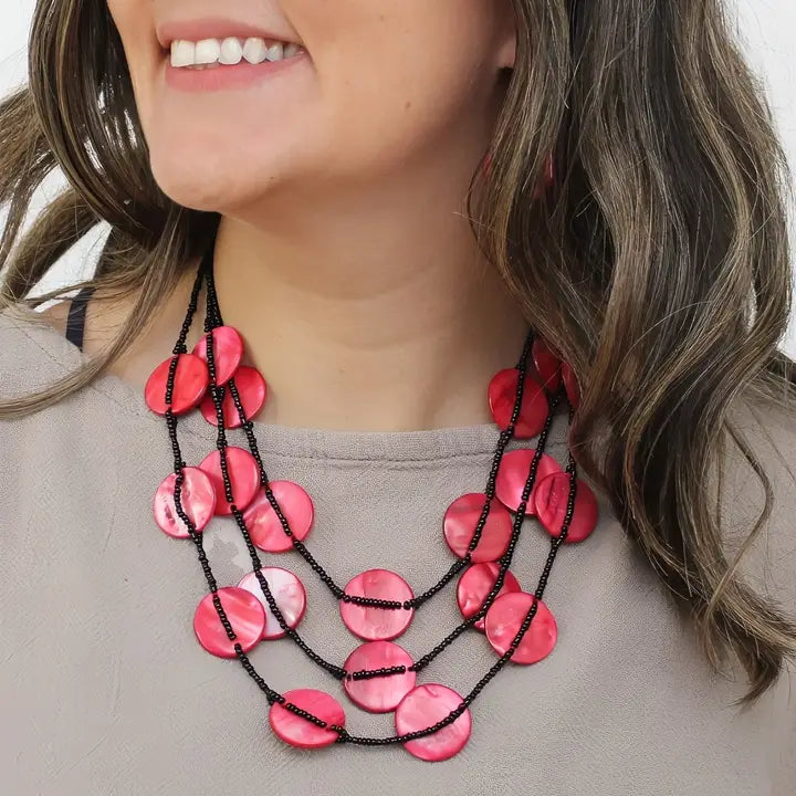SYLCA Red Dream Bib Necklace - LS26N15 - RED
