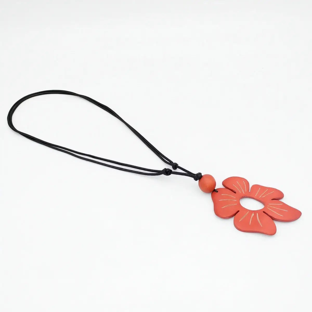 SYLCA Coral Hibiscus Flower Pendant
