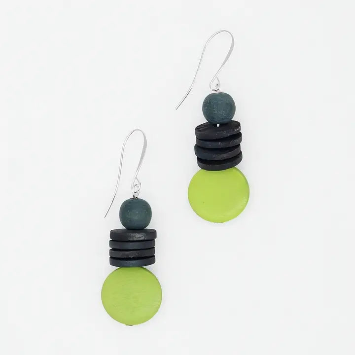 SYLCA Lime and Gray Dusk Earrings - SD25E27 - LIME