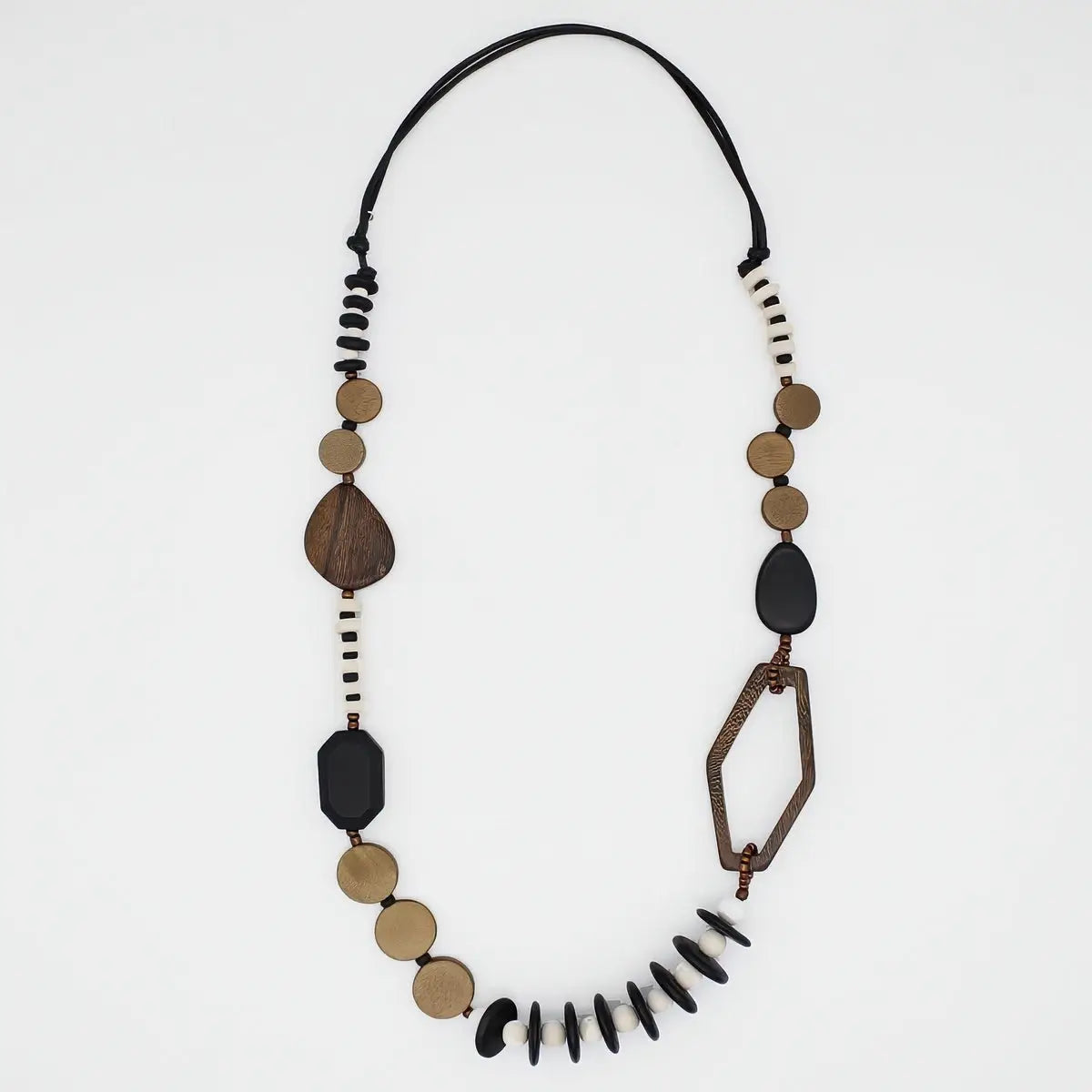 SYLCA Brown Wood Bead Gabby Necklace