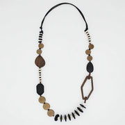 SYLCA Brown Wood Bead Gabby Necklace