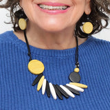 SYLCA Chartreuse Wood Fringe Necklace