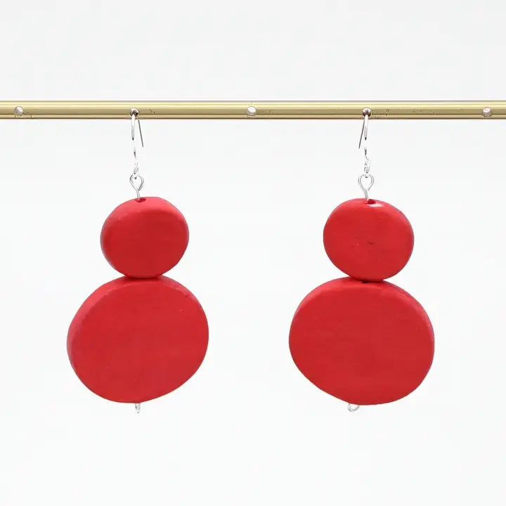 SYLCA Red Double Bead Sarah Earrings - SD18E65 - RED