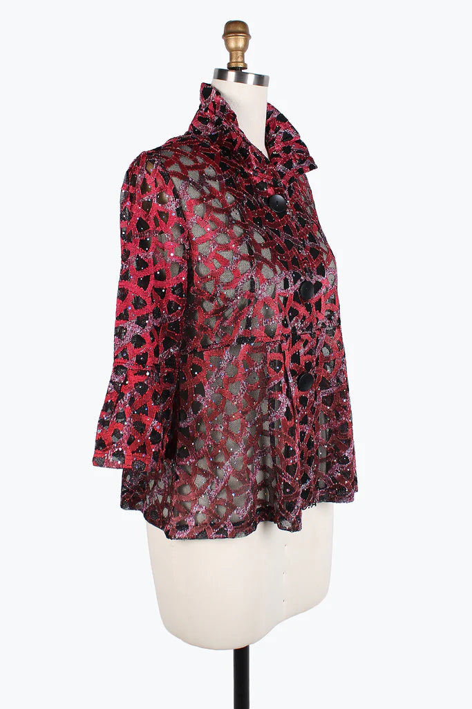 DAMEE HOLOGRAPHIC SCALE MESH SHORT JKT-400-RED
