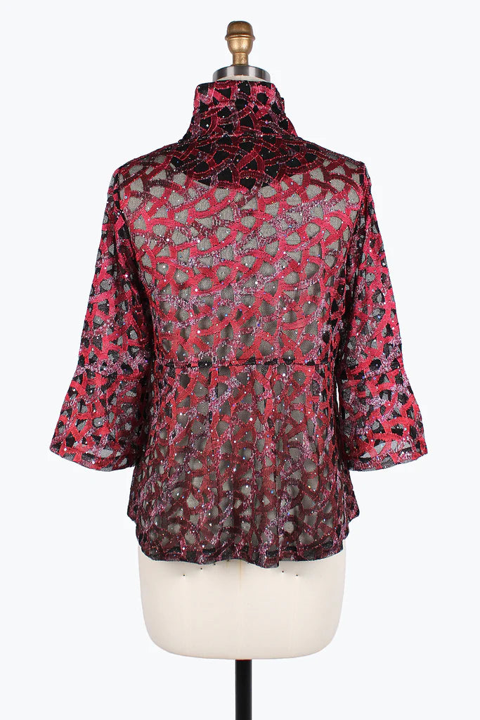 DAMEE HOLOGRAPHIC SCALE MESH SHORT JKT-400-RED