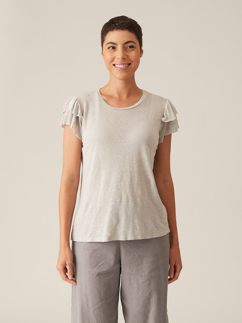 CUT LOOSE - Lightweight Linen Sweater Flutter Tee - 4036869