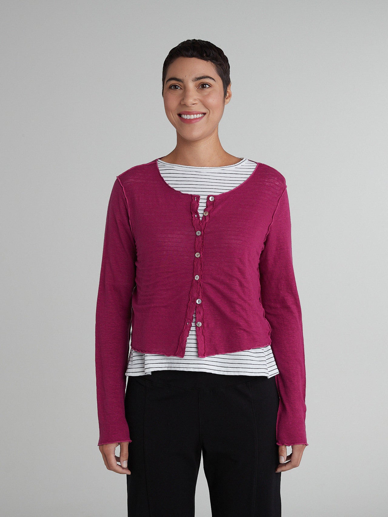 CUT LOOSE - Light Weight Linen Crop Cardigan - 4038525