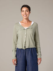 CUT LOOSE - Lightweight Linen Sweater Crop Cardigan - 4038525