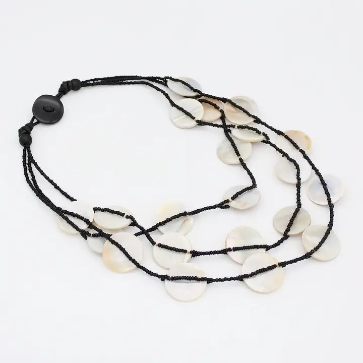 SYLCA Black and Ivory Sky Dream Bib Necklace - LS26N15 - BLACK/IVORY