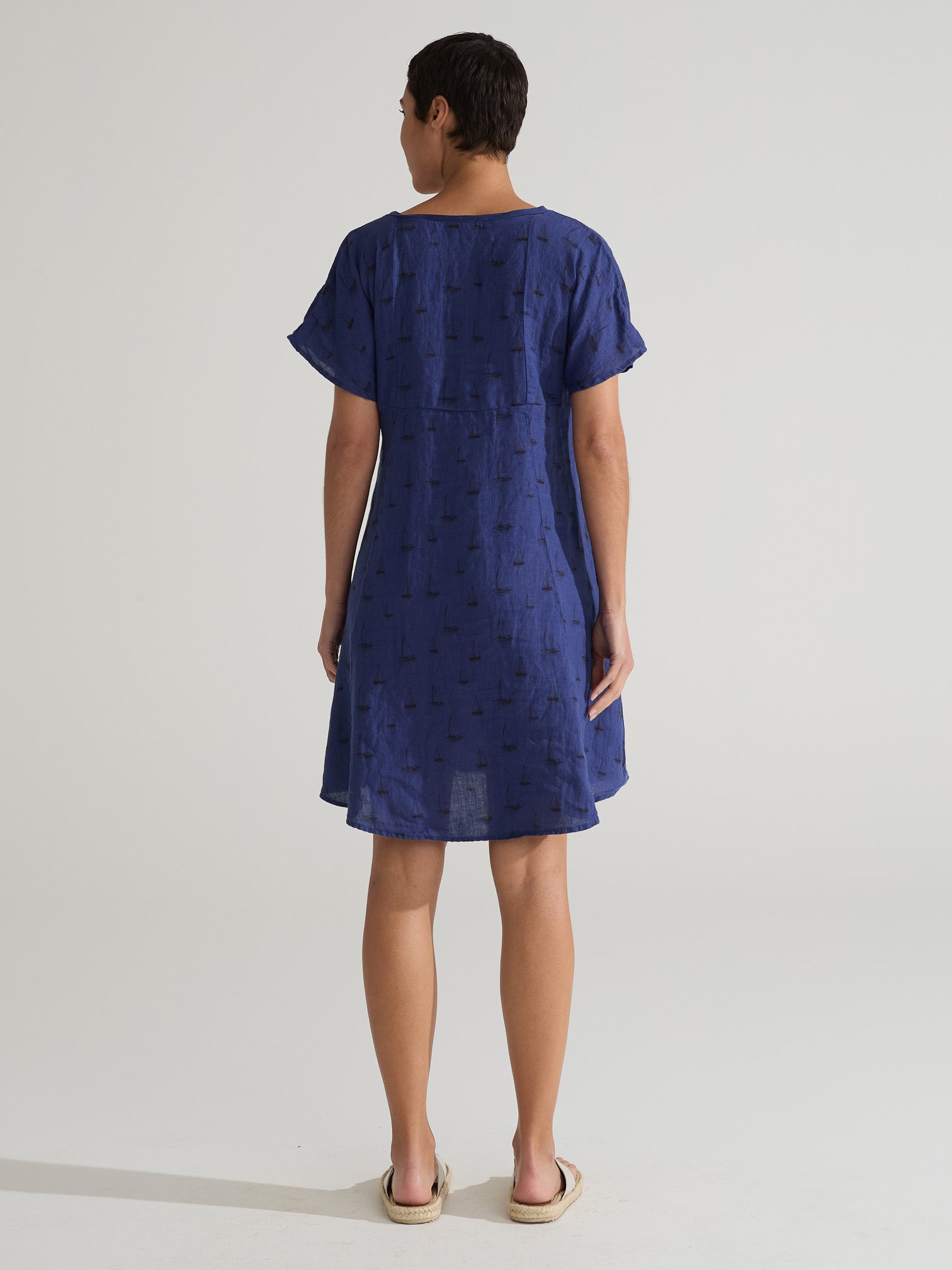 CUT LOOSE - Sailboats V-Neck Swing Dress  - 4181141