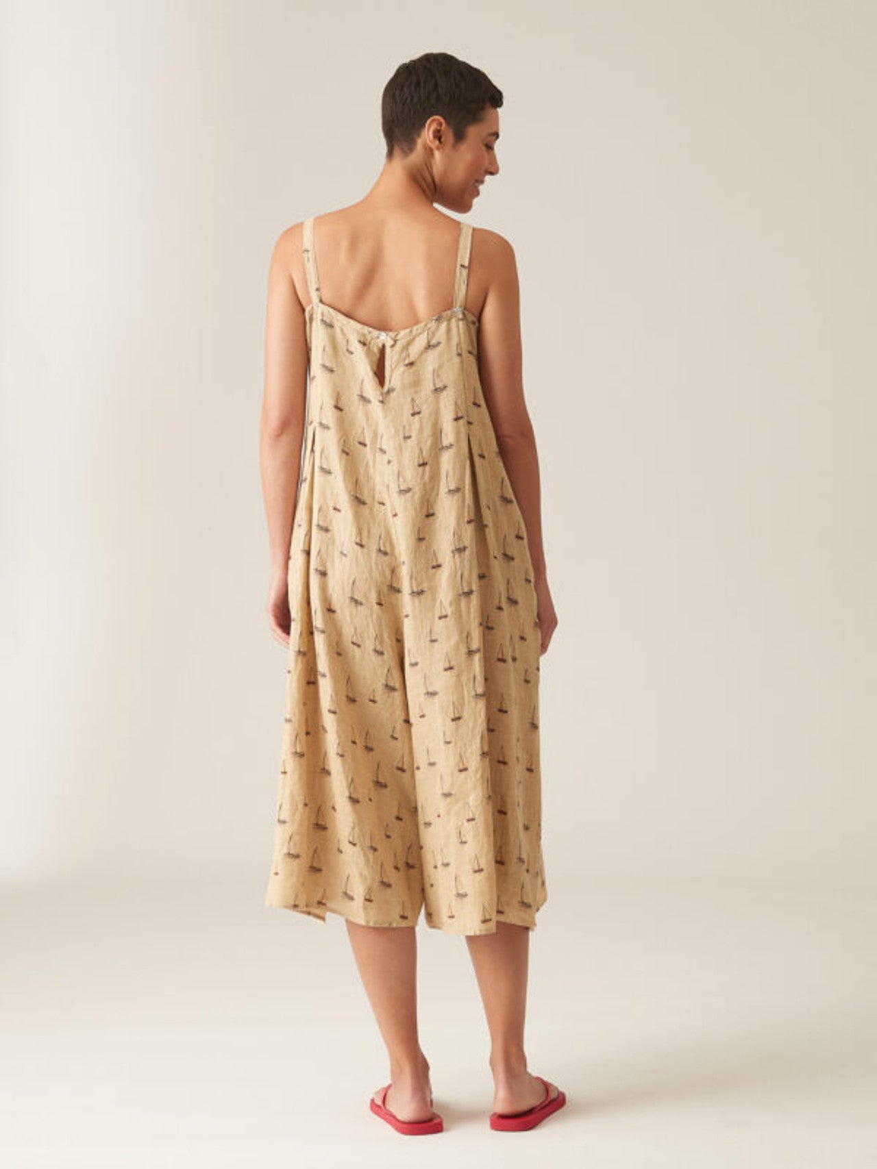 CUT LOOSE - Sailboats Linen Crop Jumpsuit - 4182083