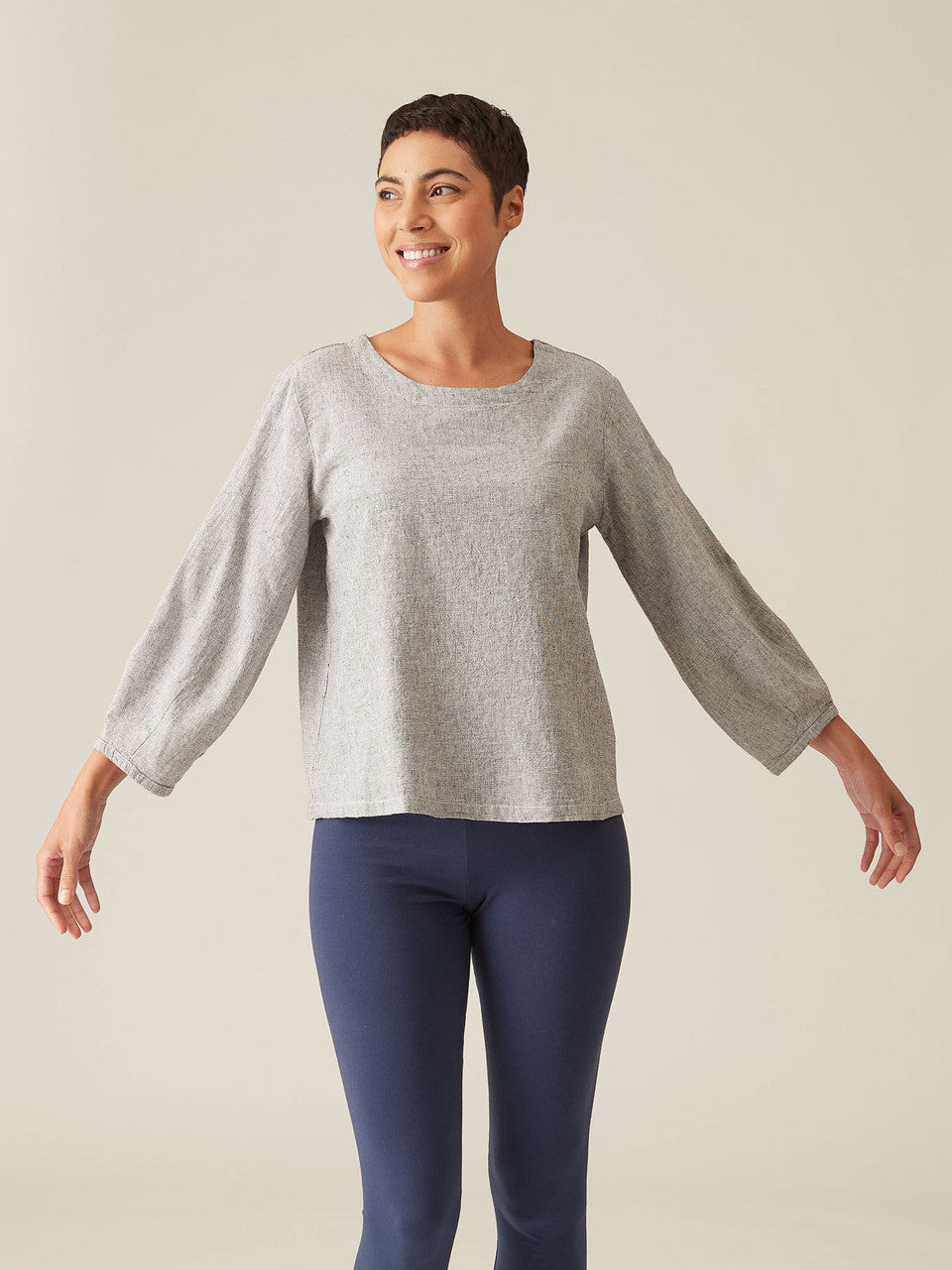 CUT LOOSE - Crosshatch Lantern Sleeve Top - 4196083