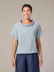 CUT LOOSE Crosshatch Roll Slv Cowl Top - 4196732