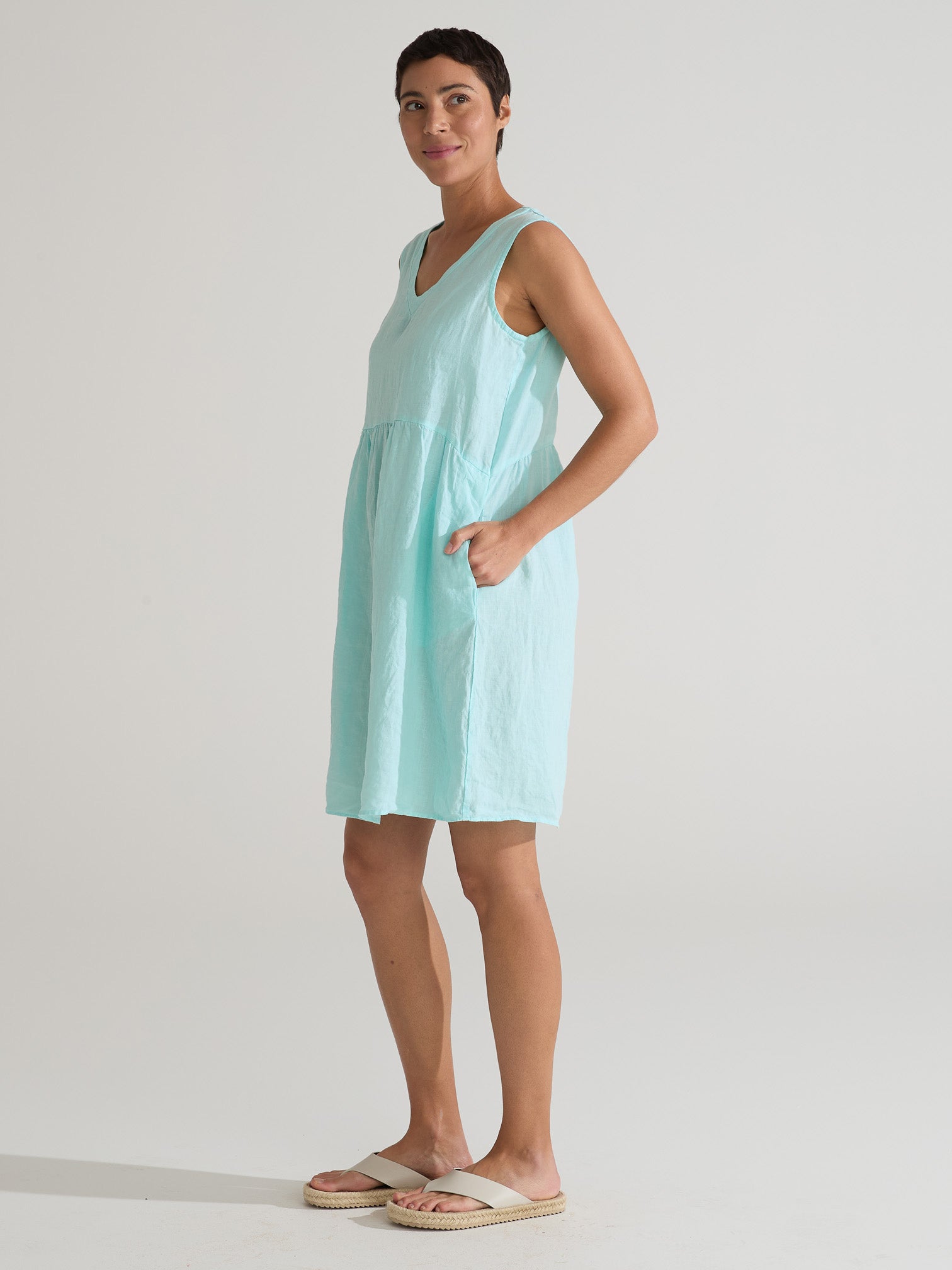 CUT LOOSE - Hanky Linen Flounce Tank Dress - 4200706