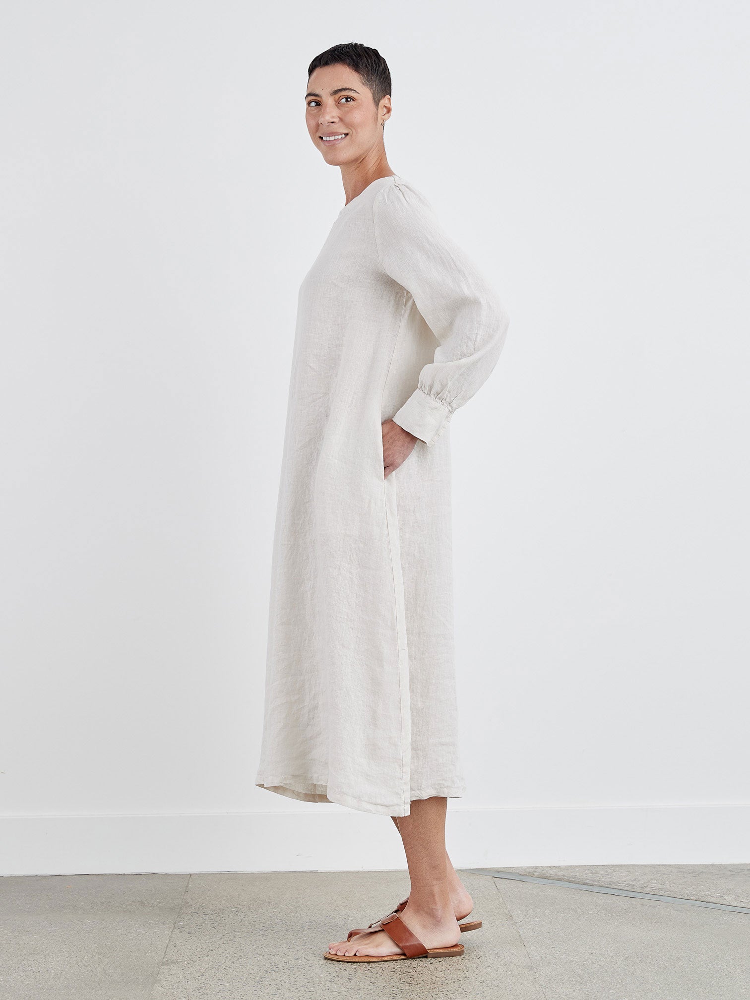 CUT LOOSE - Hanky Linen L/S Maxi Dress - 4201703﻿