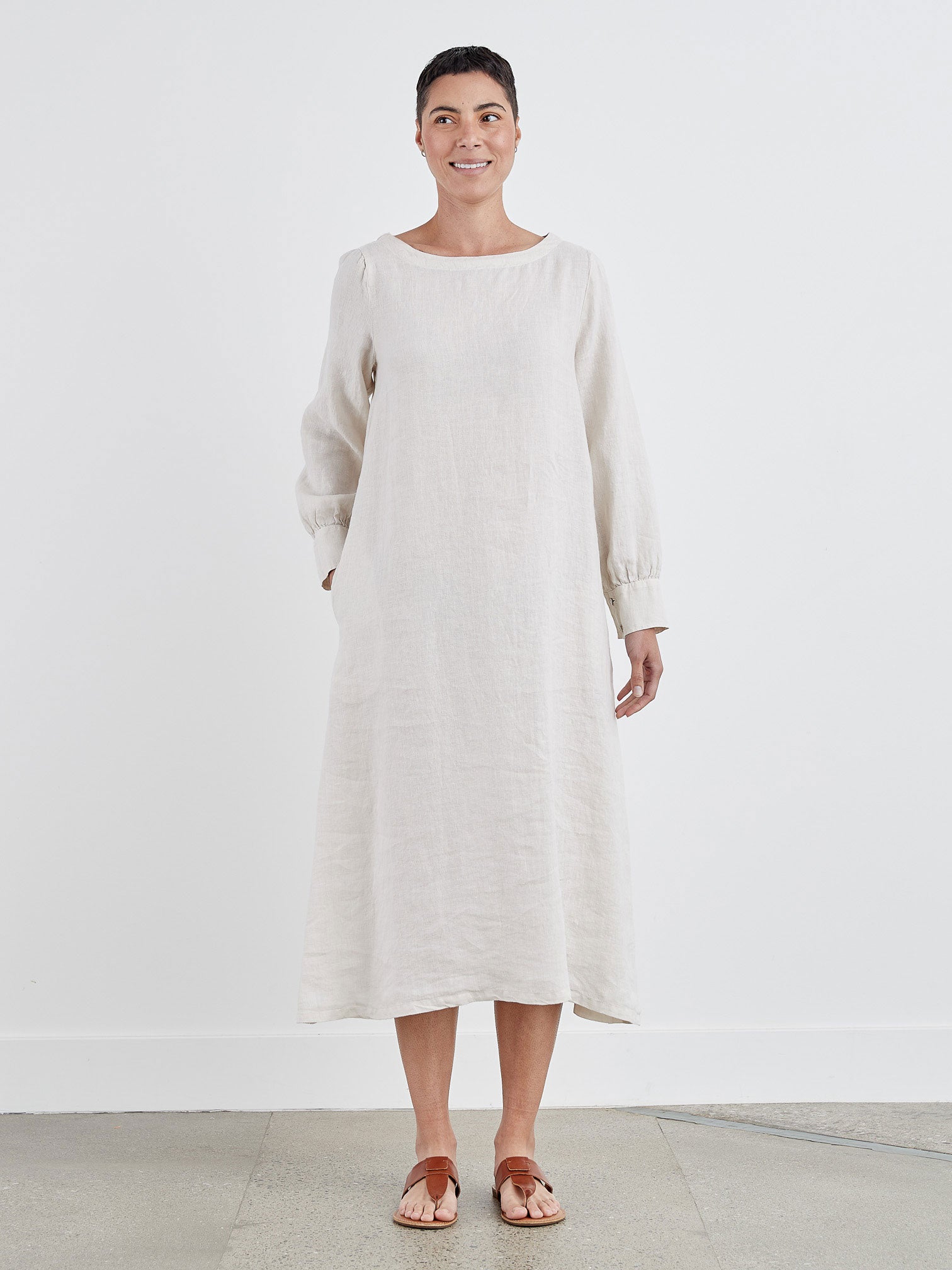 CUT LOOSE - Hanky Linen L/S Maxi Dress - 4201703﻿