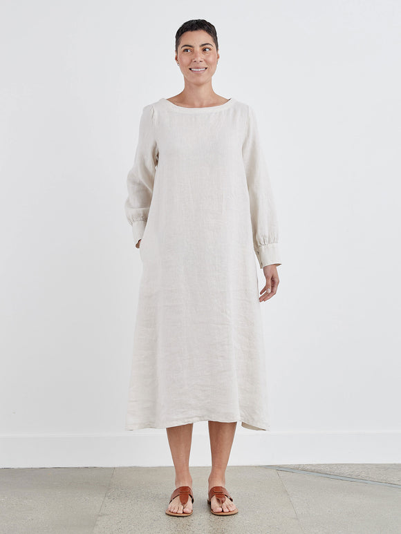 CUT LOOSE - Hanky Linen L/S Maxi Dress (LAUNDERED ONLY)