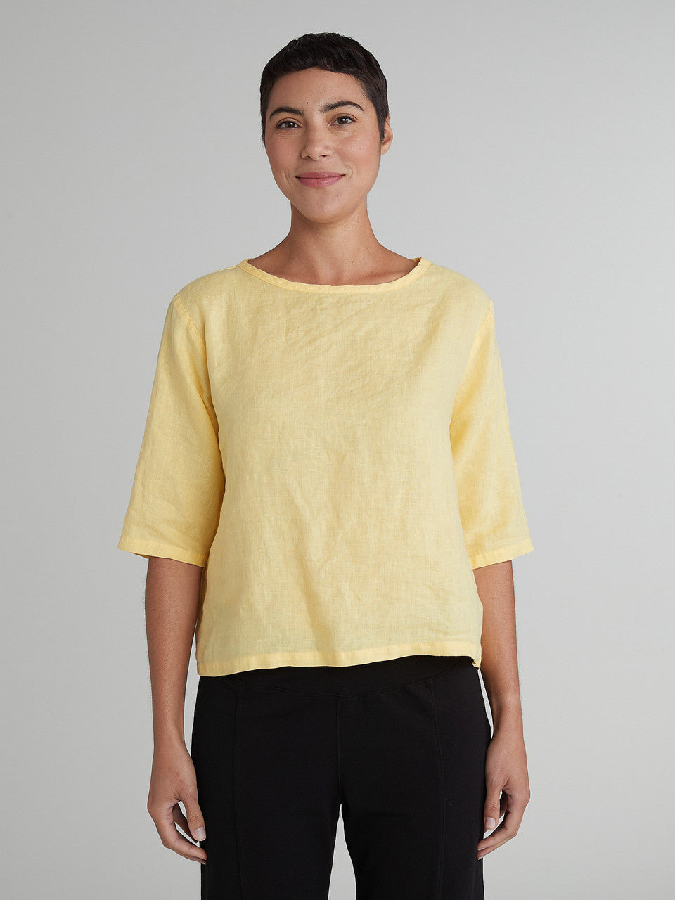 CUT LOOSE - Hanky Linen Elbow Sleeve Top - 4206181