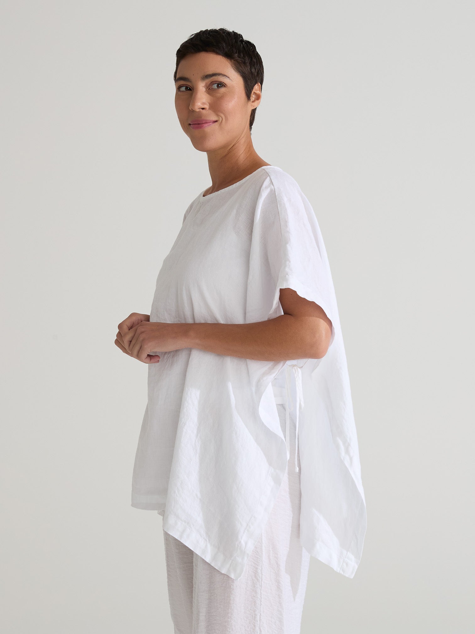 CUT LOOSE - Hanky Linen O/S Side Tie Over Top - 4206206