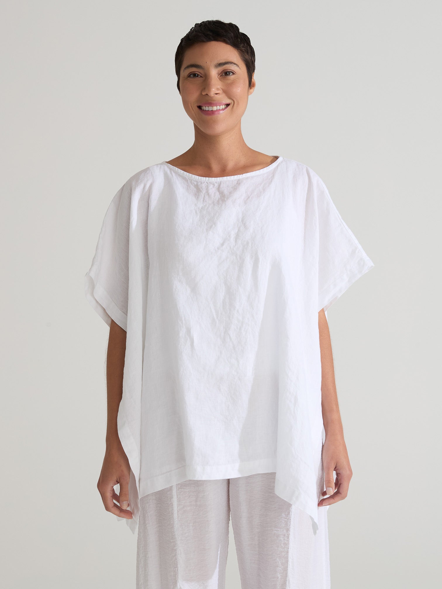 CUT LOOSE - Hanky Linen O/S Side Tie Over Top - 4206206