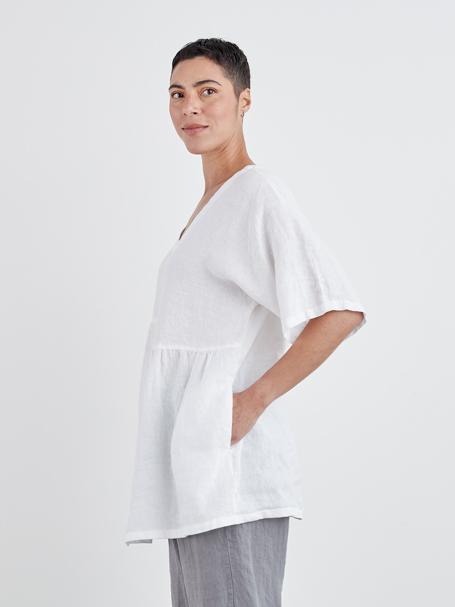 CUT LOOSE - Hanky Linen Shirred Blouse - 4206877