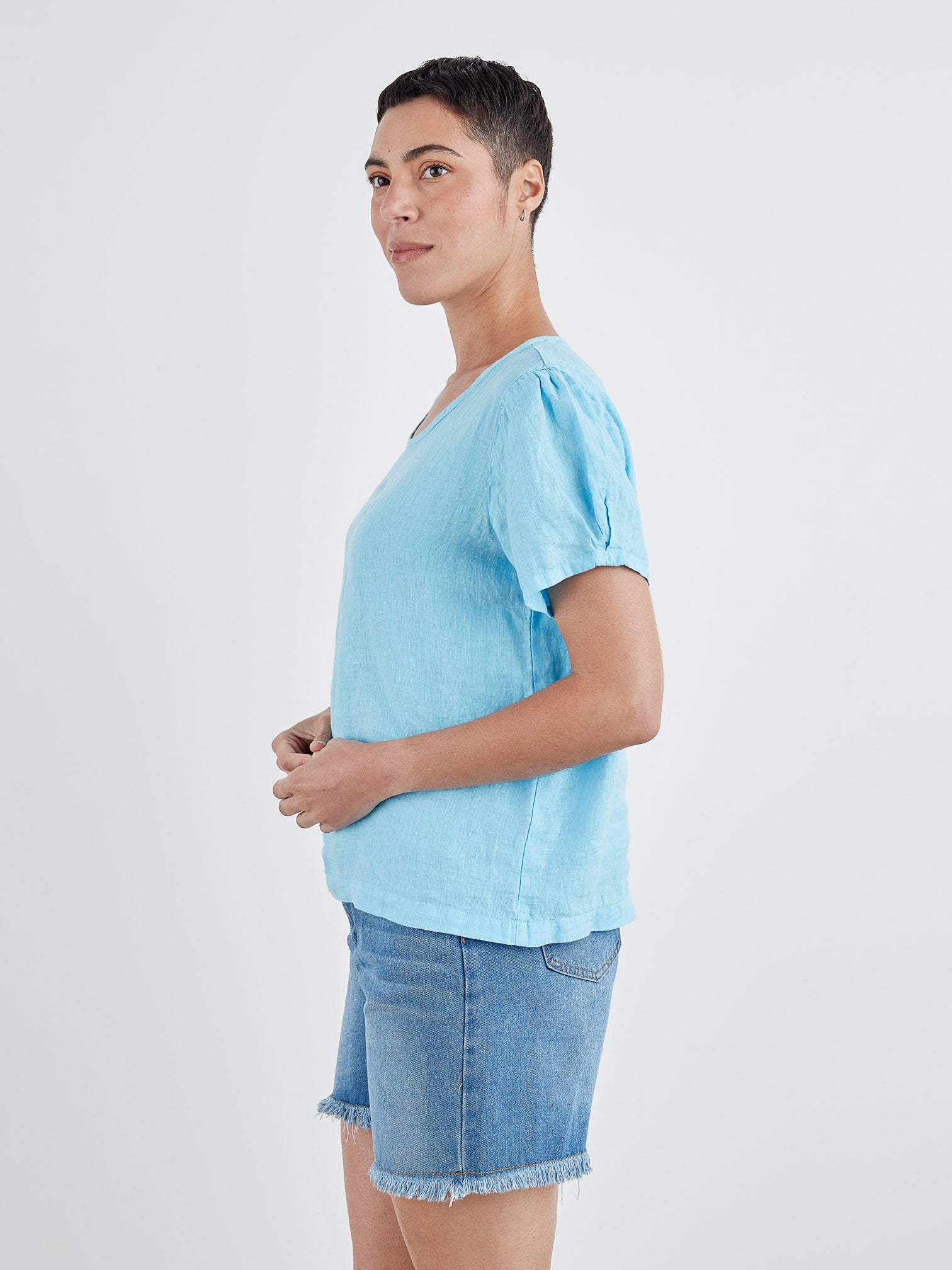 CUT LOOSE - Hanky Linen Pleat S/S Top - 4206889