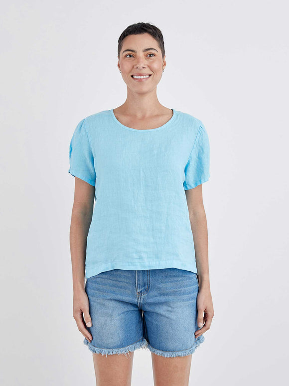 CUT LOOSE - Hanky Linen Pleat S/S Top (POOLSIDE ONLY)