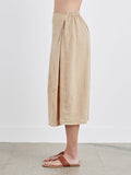 CUT LOOSE - Hanky Linen Side Pleat Skirt (JICAMA ONLY)