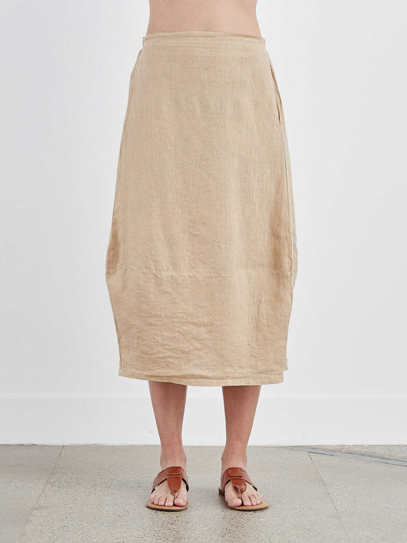 CUT LOOSE - Hanky Linen Side Pleat Skirt (JICAMA ONLY)