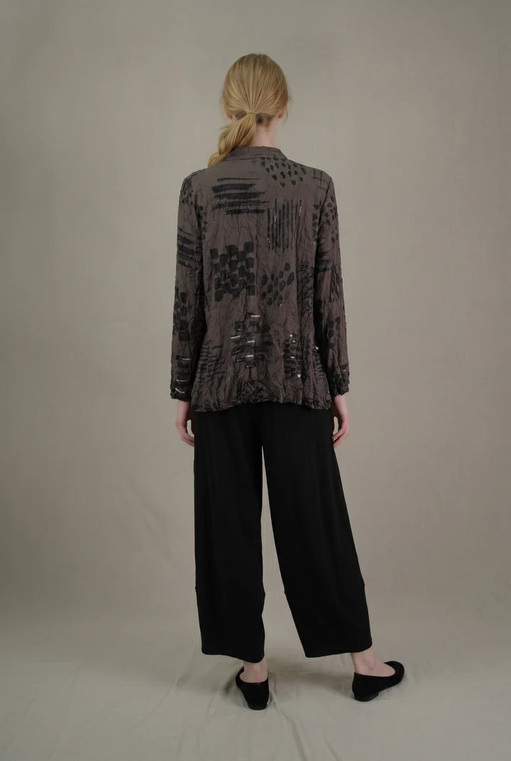 MOONLIGHT Brown and Black Geometric Button Down Collared Top - 4280