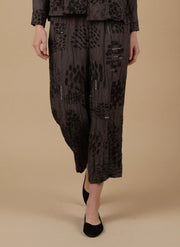 MOONLIGHT Brown and Black Textured Print Pant - P4307- BROWN/BLACK