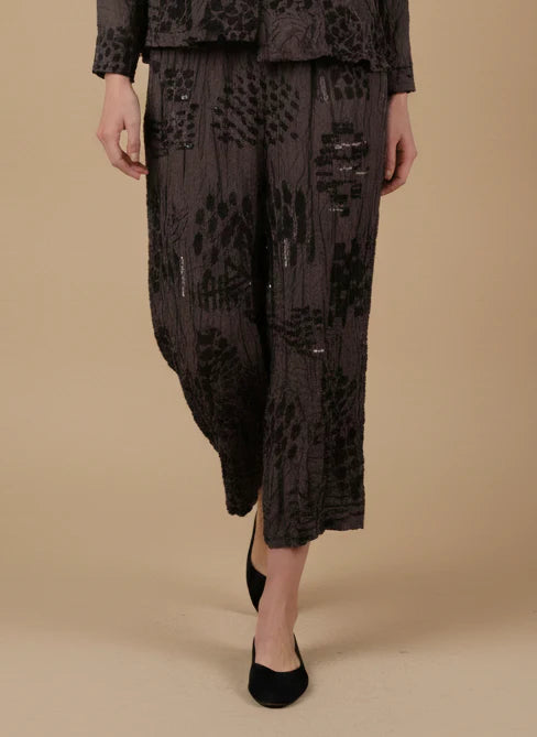 MOONLIGHT Brown and Black Textured Print Pant - P4307- BROWN/BLACK