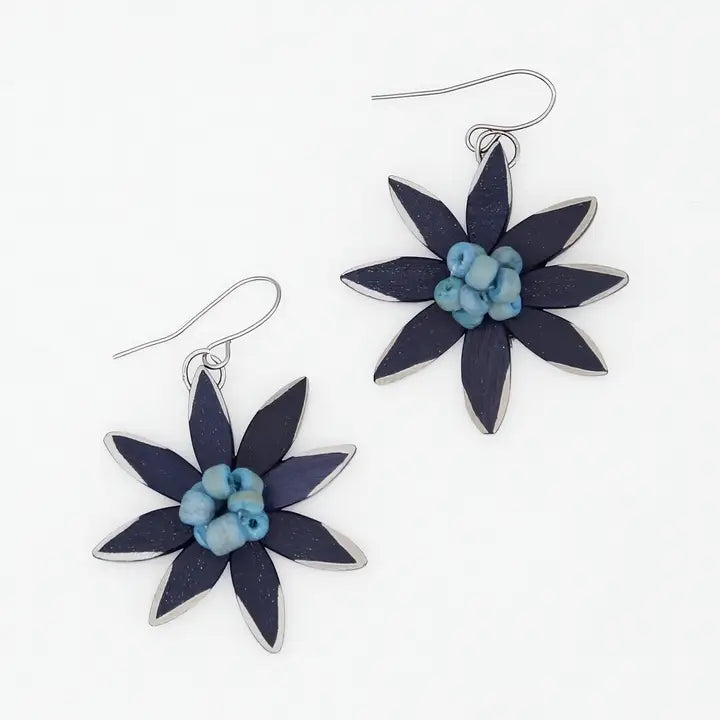 SYLCA Navy Amaya Flower Earrings - P23E02 - NAVY