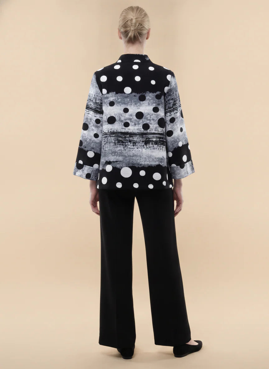MOONLIGHT Black, Red, and White Abstract Dots One Button Jacket  - 4308