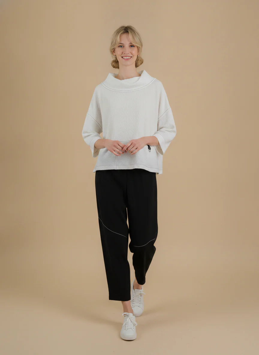 MOONLIGHT White Wide Neck Top w/ 3/4 Sleeves - 4316NEW