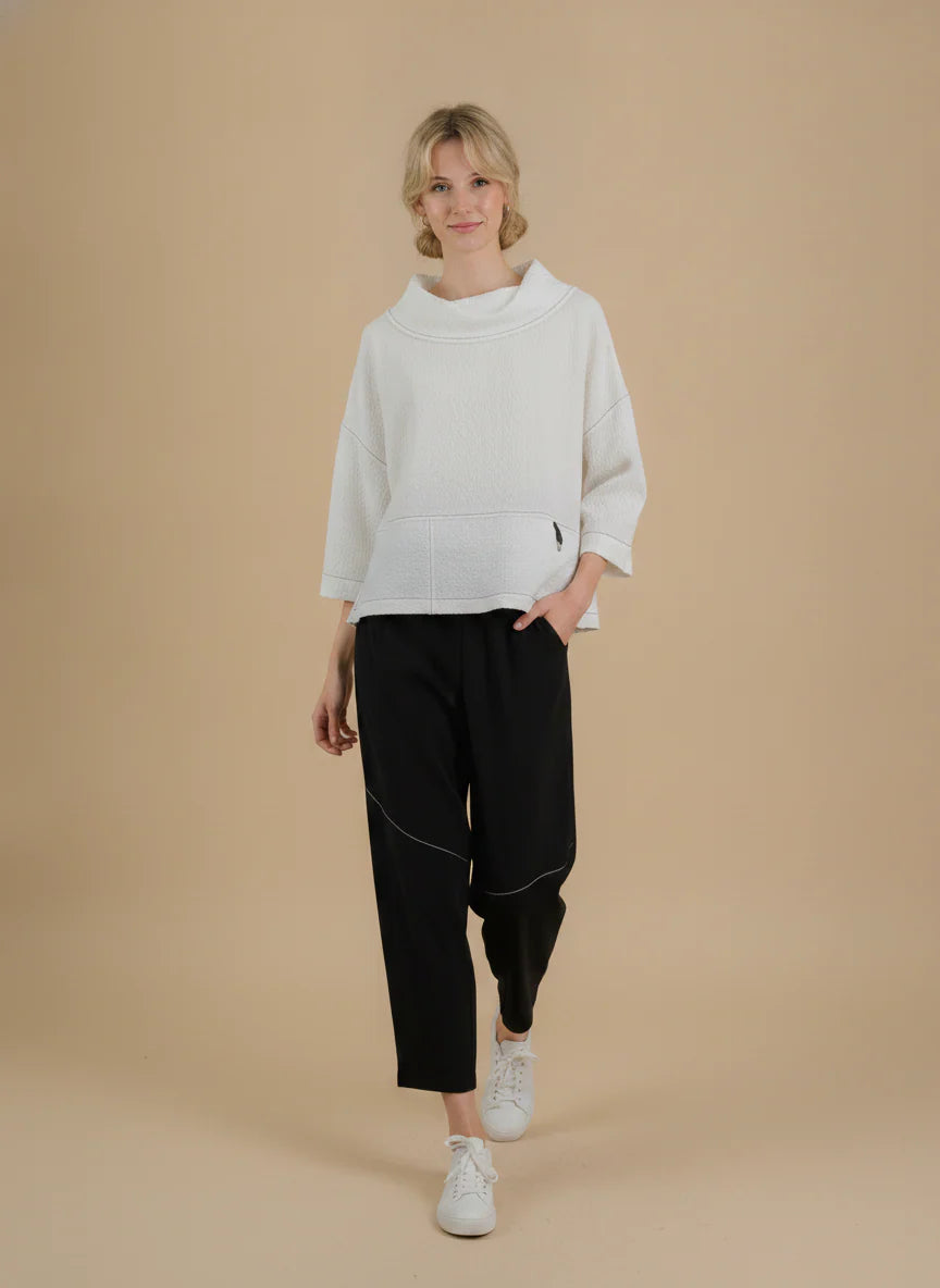 MOONLIGHT White Wide Neck Top w/ 3/4 Sleeves - 4316NEW