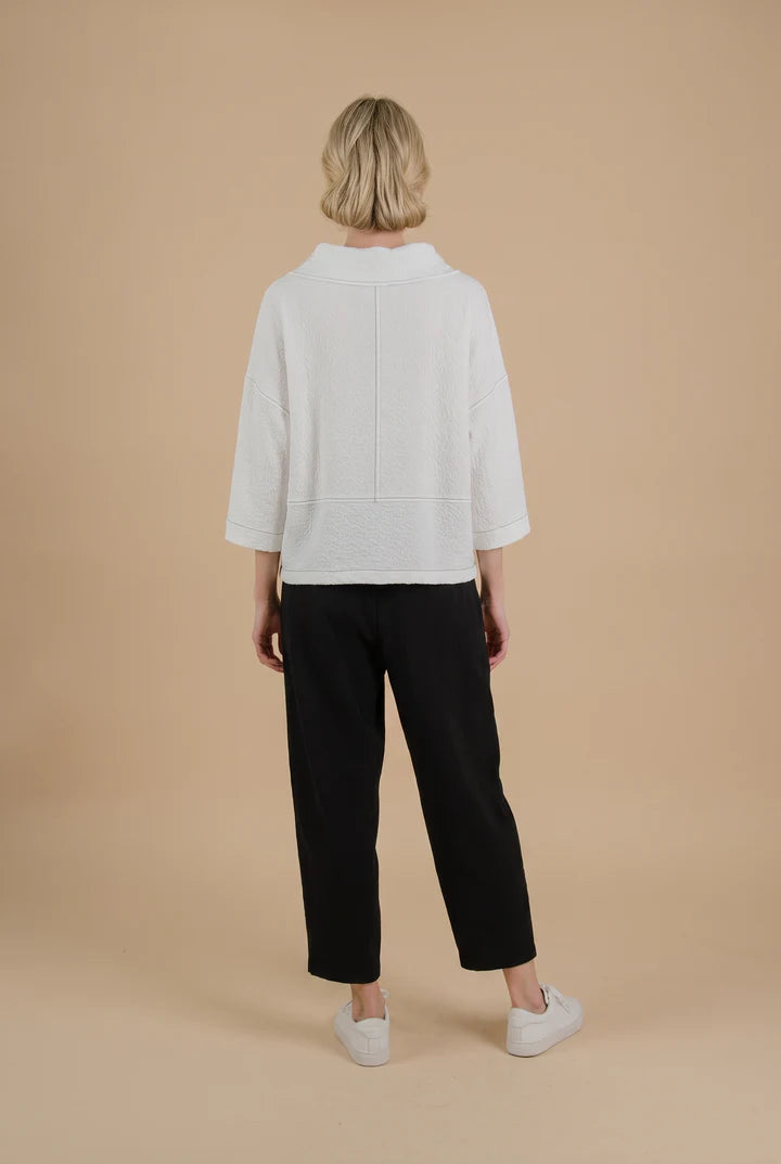 MOONLIGHT White Wide Neck Top w/ 3/4 Sleeves - 4316NEW